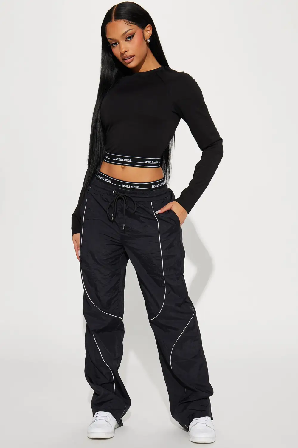 My Moment Windbreaker Pant Set - Black