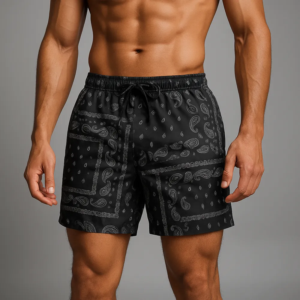Men's Paisley Print Athletic Shorts