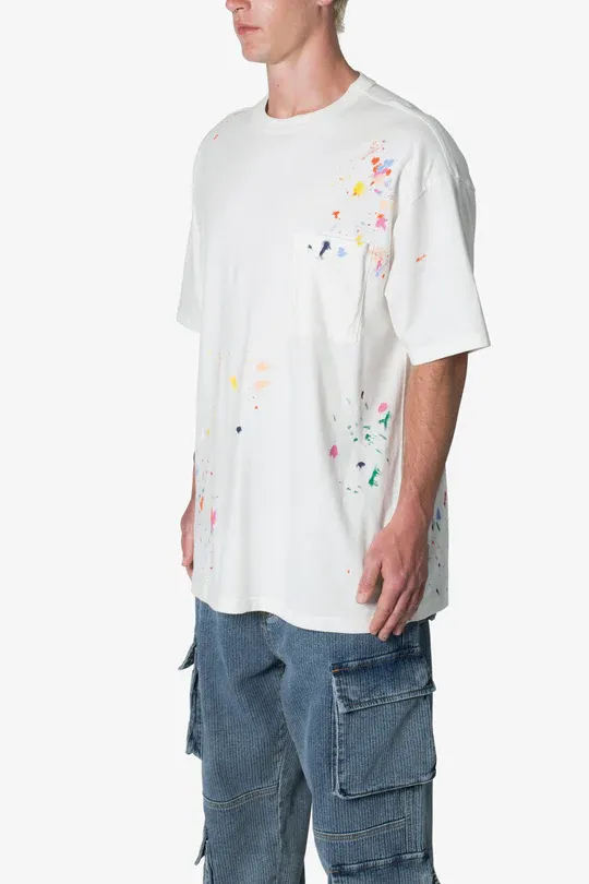 WHITE PAINT SPLATTER ART T-SHIRT