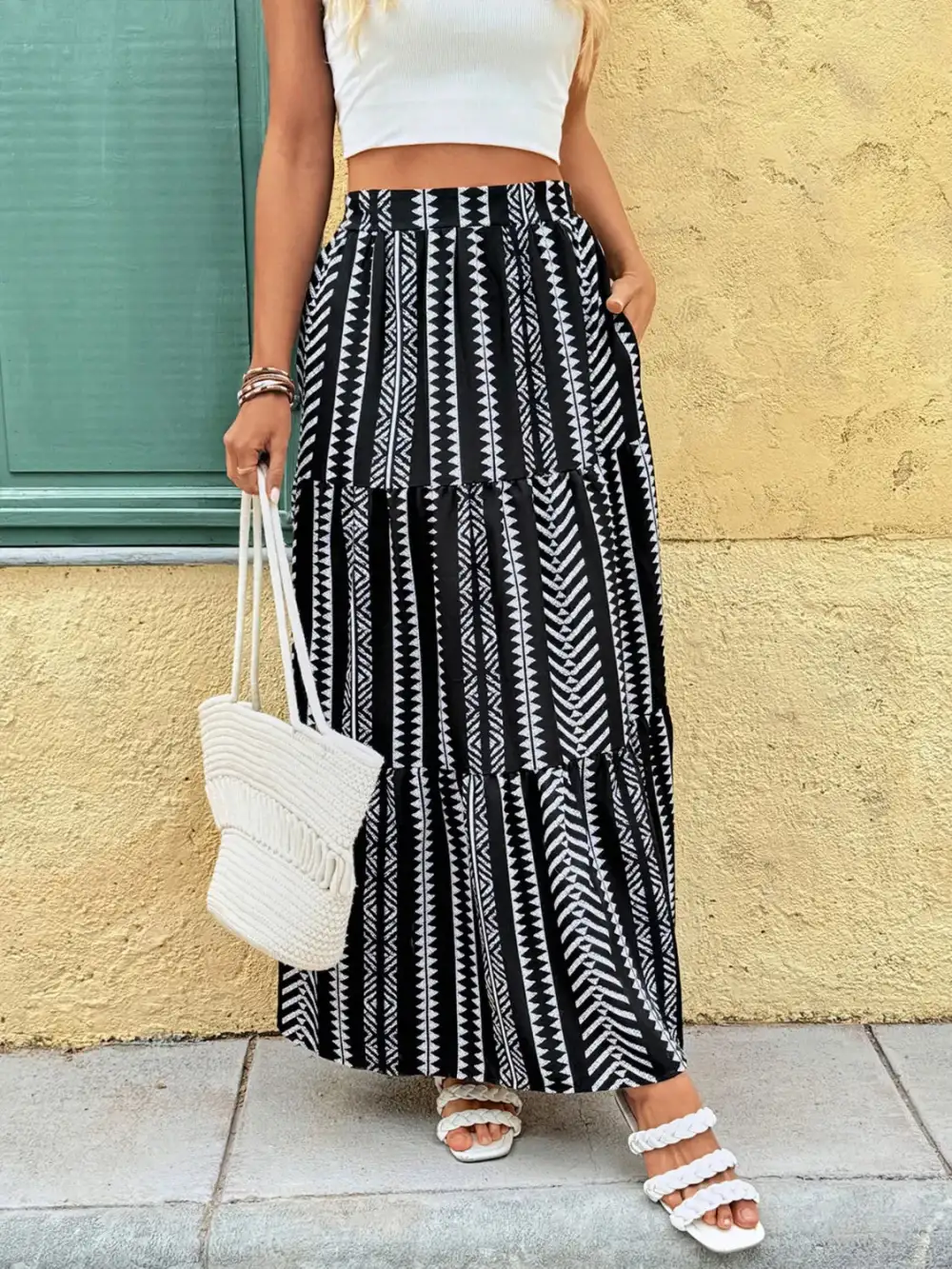 High Waist Printed Skirt