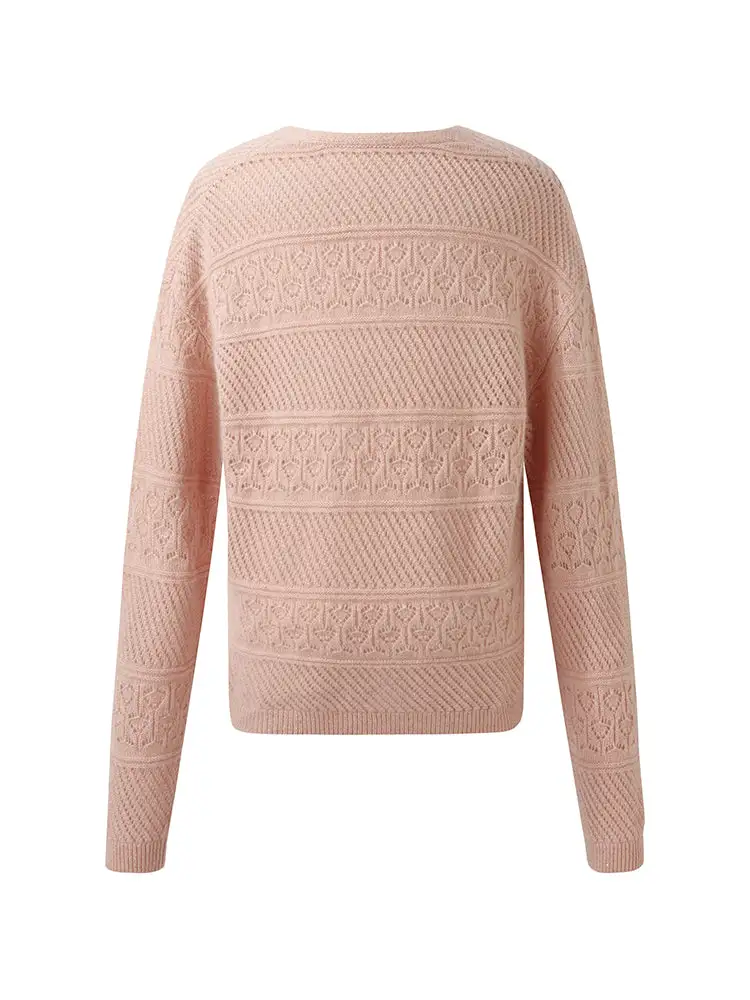 Cashmere Blend Openwork Women Sweater