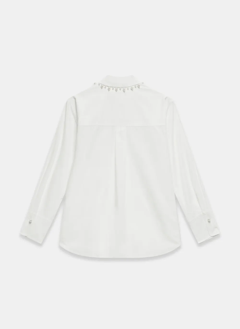 Casual Style Cotton Blend Pearl Collar Shirt