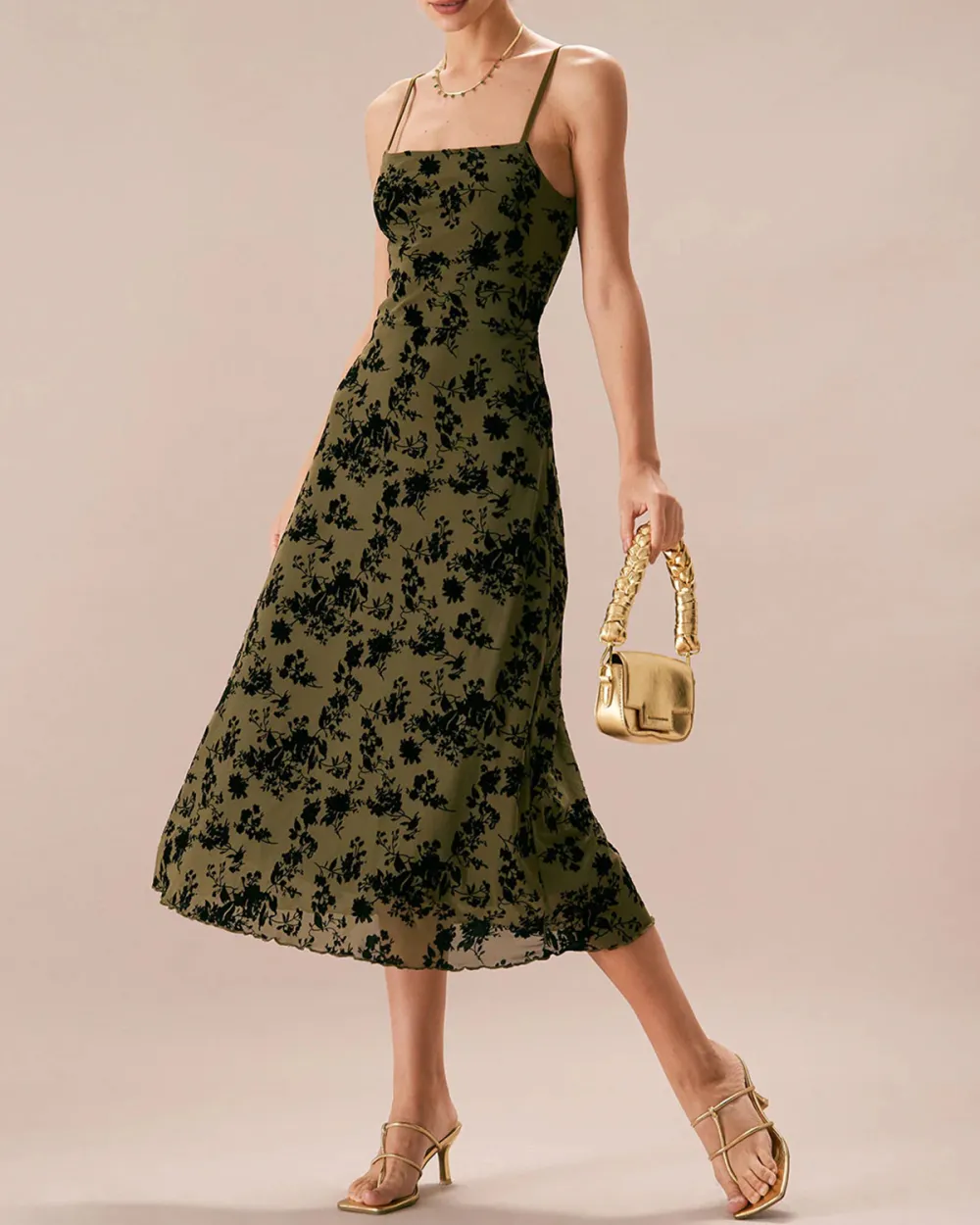 Floral Print Suspender Dress