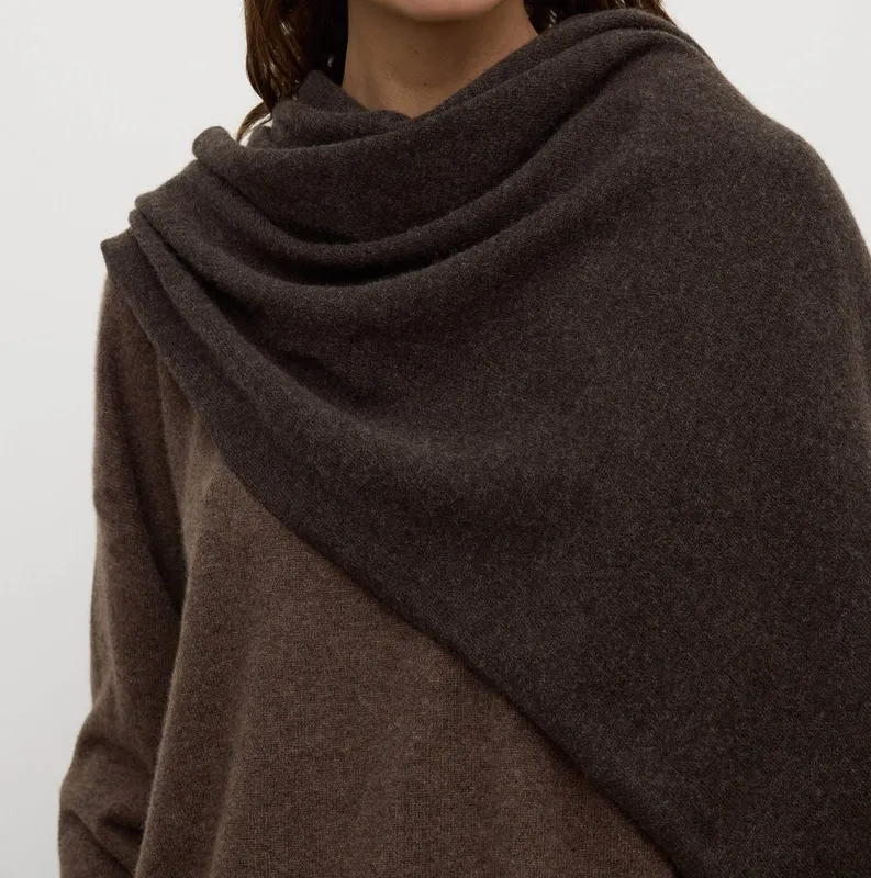 Cocoa Brown Merino Wool Scarf