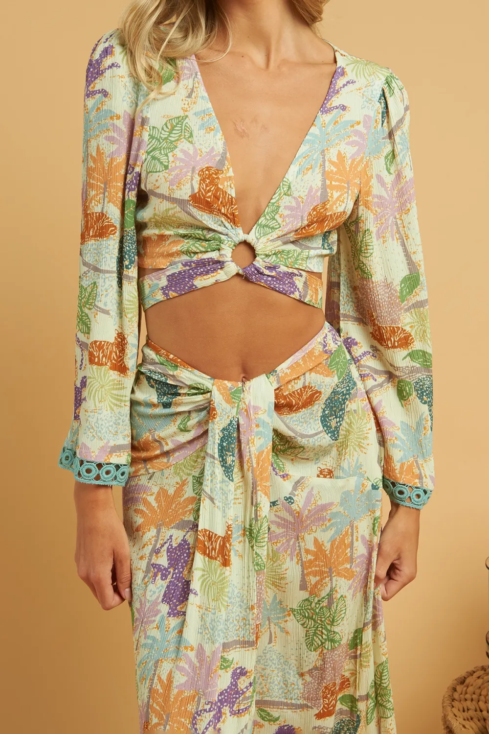 Multicolor Floral Print Casual Style Crop Top