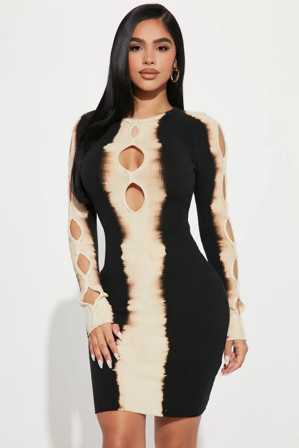Felt A Vibe Ribbed Mini Dress - Black/combo