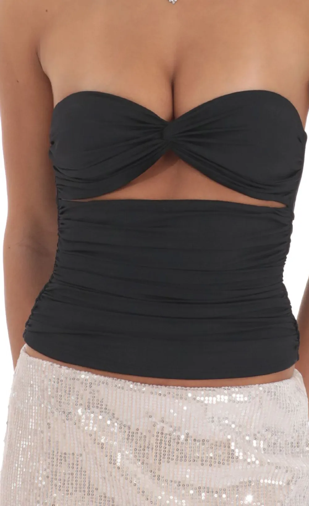 Two Piece Cutout Top In Black