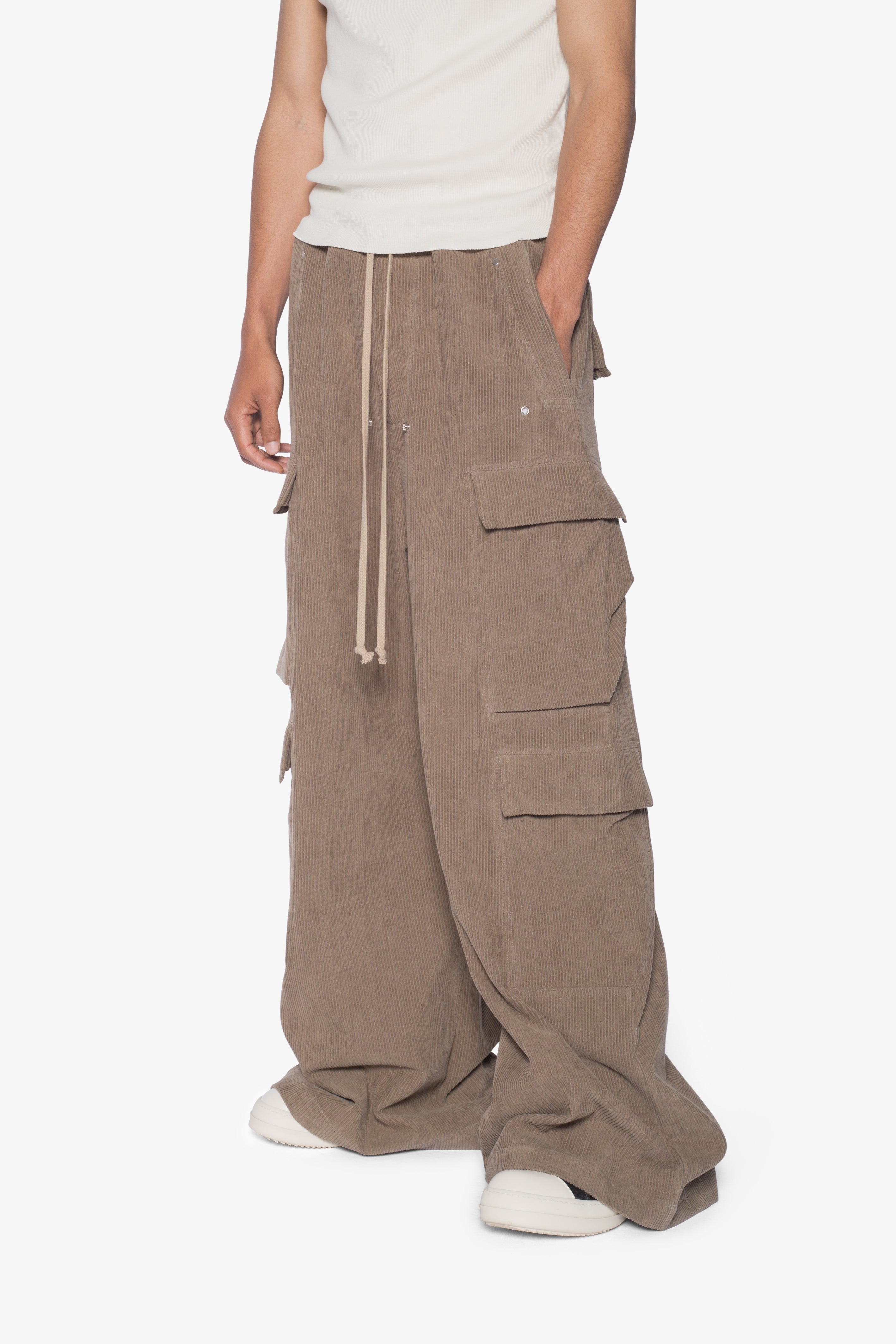 Corduroy Rave Double Cargo Pants - Olive