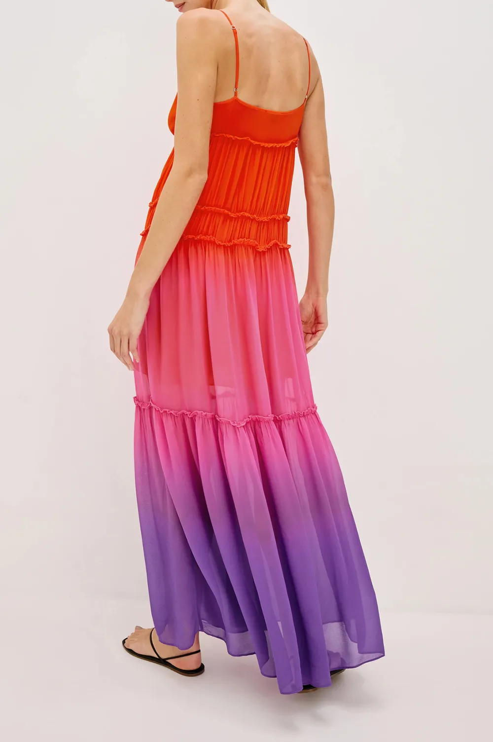 Gradient-Color V-Neck Casual Dress