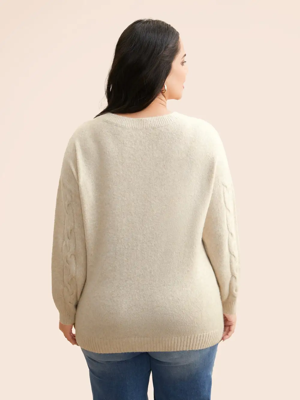 Supersoft Essentials Solid Cable Knit Puff Sleeve Pullover