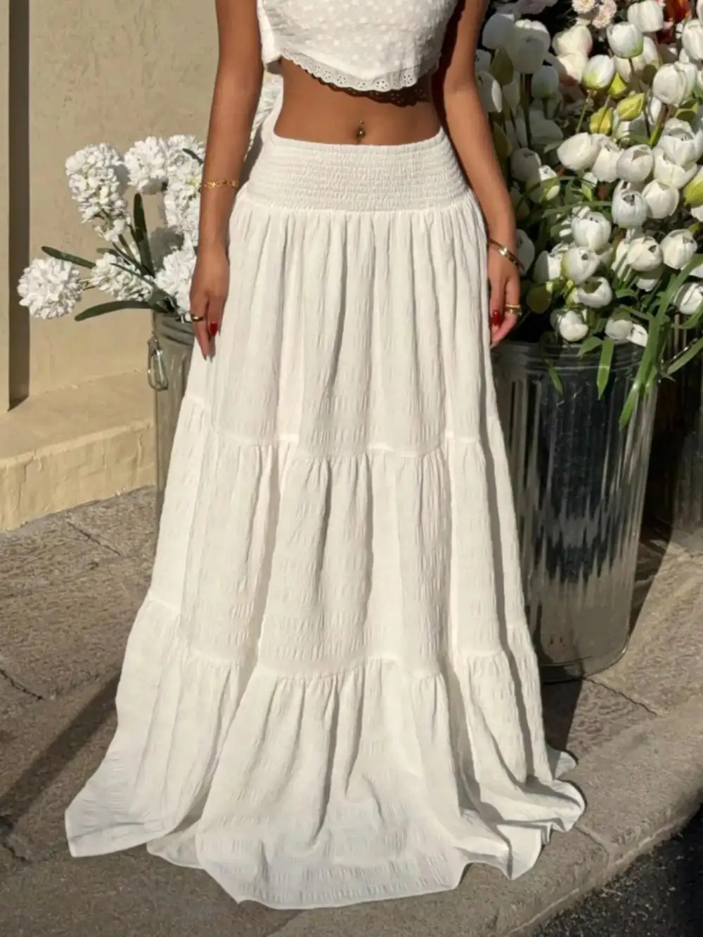 Tiered Smocked Maxi Skirt