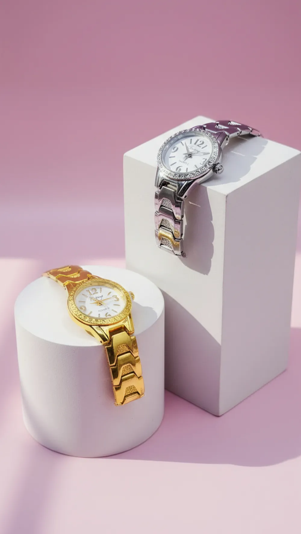 Round Face Stacking Sparkle Quartz Watch