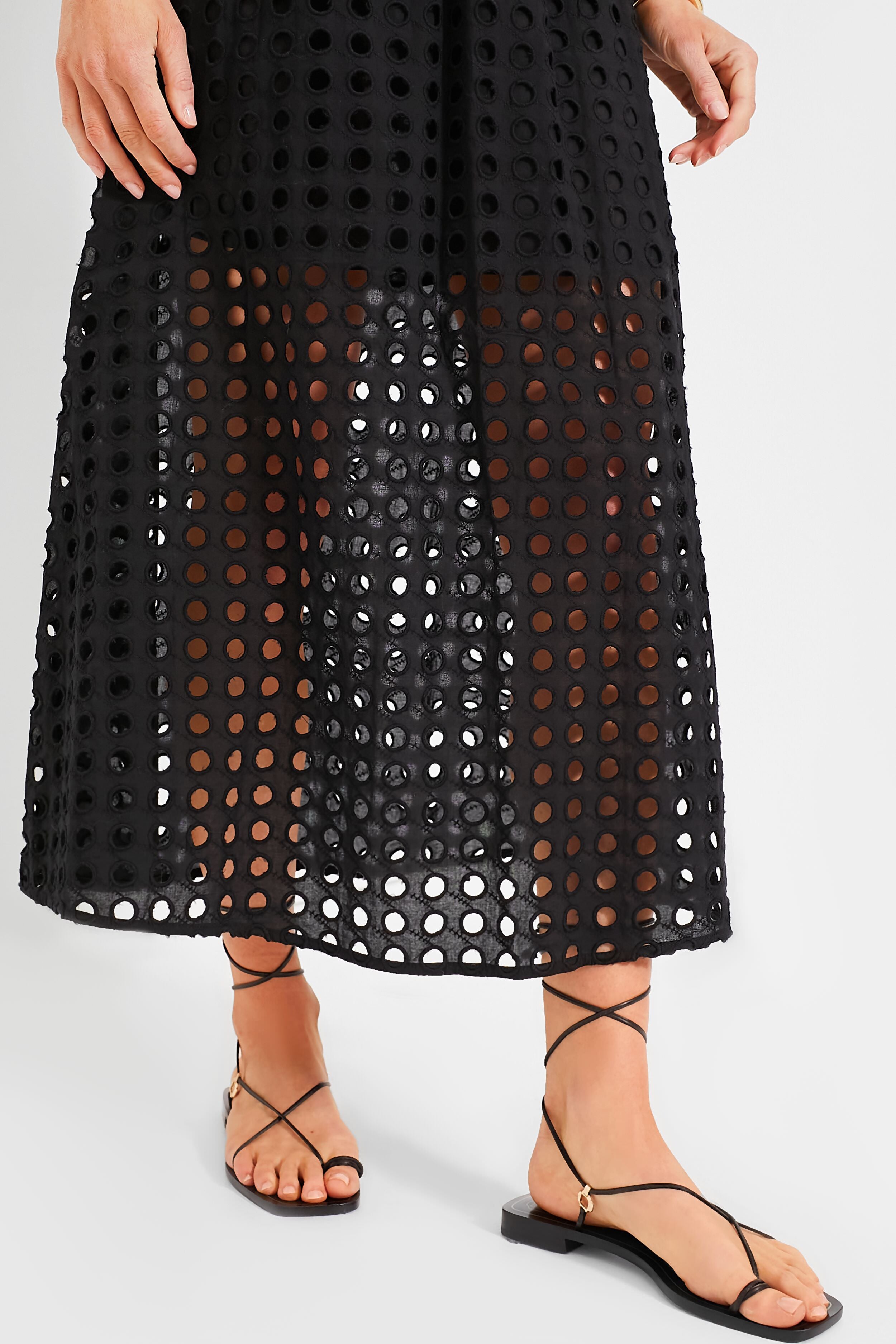 Black Cotton Eyelet Eve Skirt