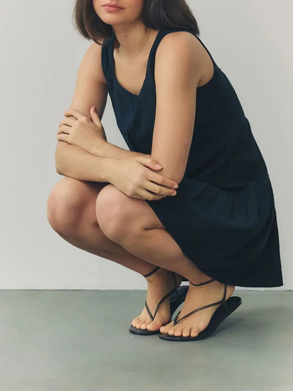 Basic Minimalist Bohemian Style Solid Color Dress