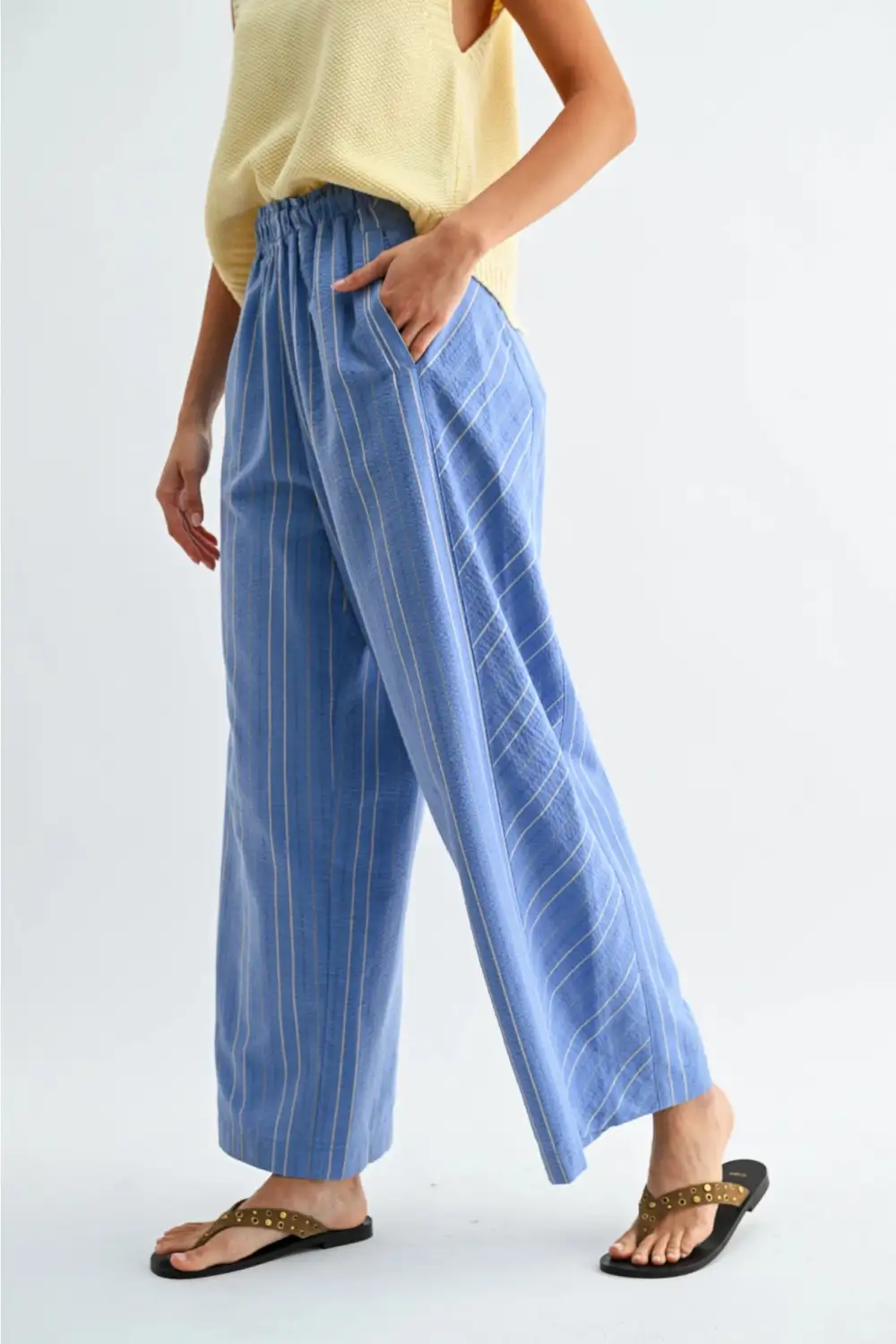 Pinstripe Wide Leg Work Pants