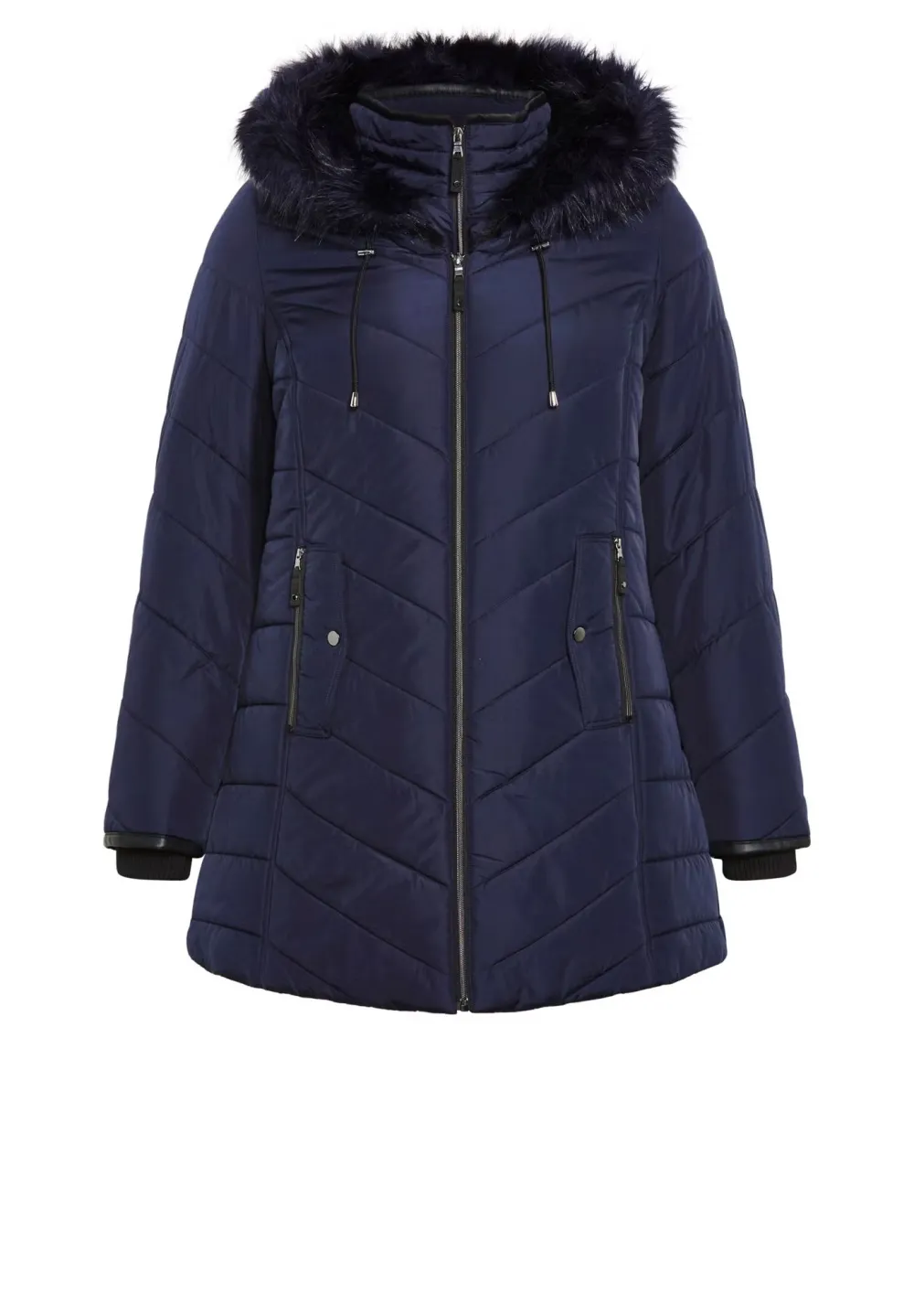 Double Zipper Mid Length Down Jacket