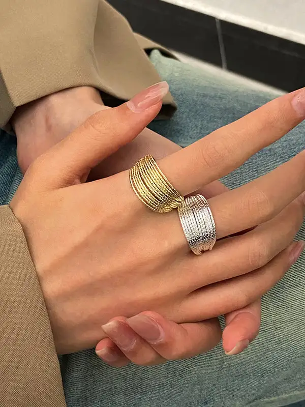 Adjustable Cutout Sequin Detail Ring