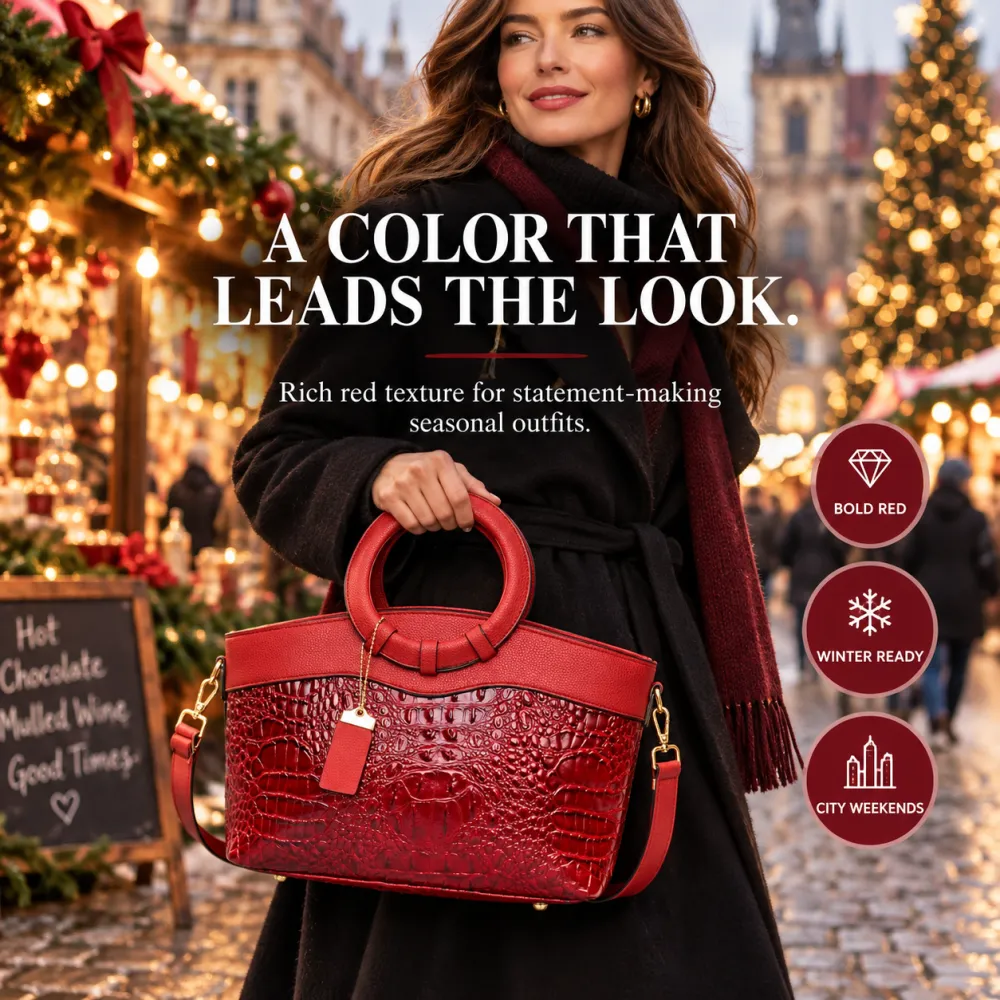 European & American Fashion Crocodile Pattern Tote Bag Large Capacity Elegant Versatile Shoulder Crossbody Bag for Women