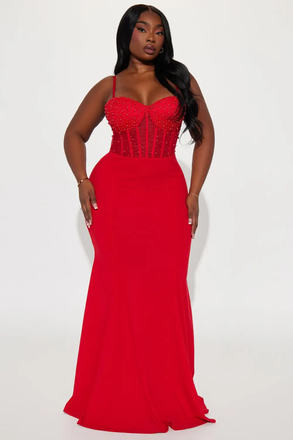 Bella Embellished Gown - Red