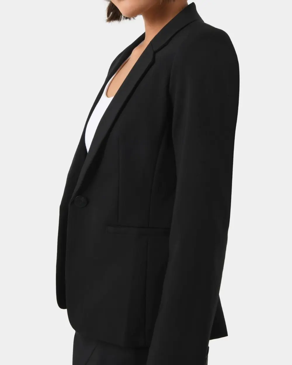 Peak Lapel Collar Suit Jacket -Black