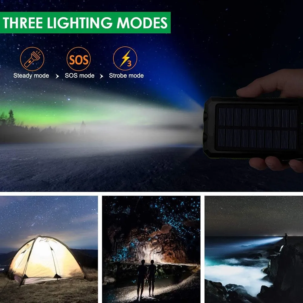 Outdoor multifunctional power bank, wireless charging, solar energy, flashlight