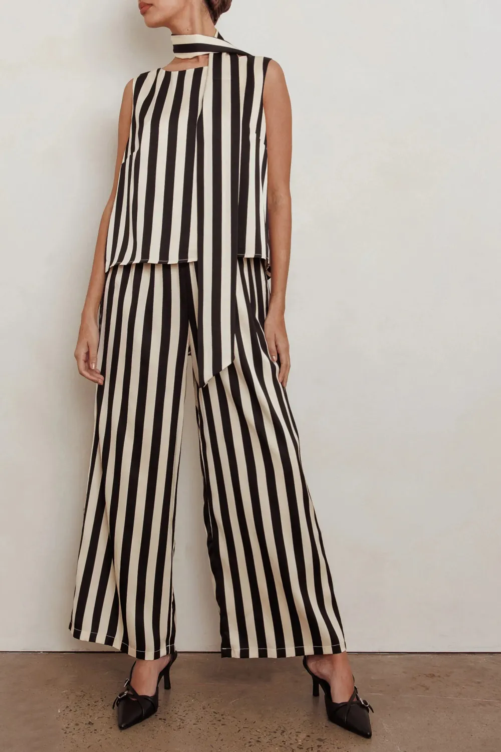 Elegant Striped Loose Wide Leg Pants