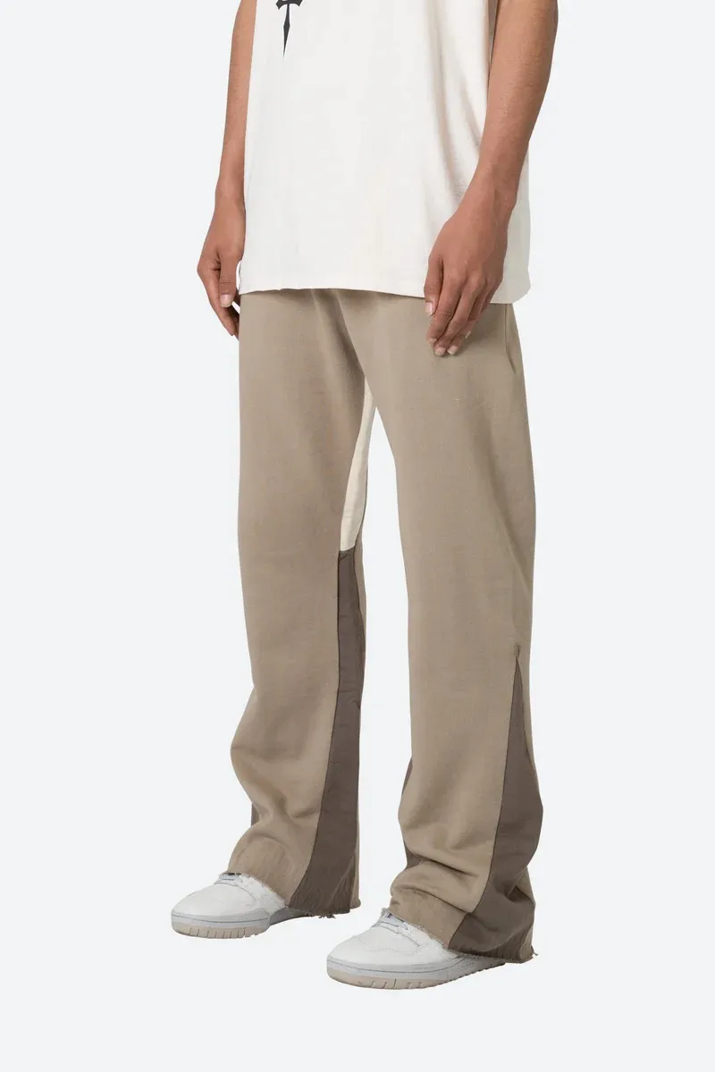 LIGHT BROWN PANELED SWEATPANTS
