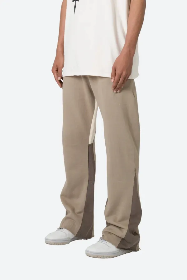 LIGHT BROWN PANELED SWEATPANTS