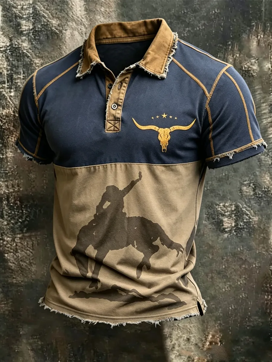 Men'S Casual Retro Western Printed Top