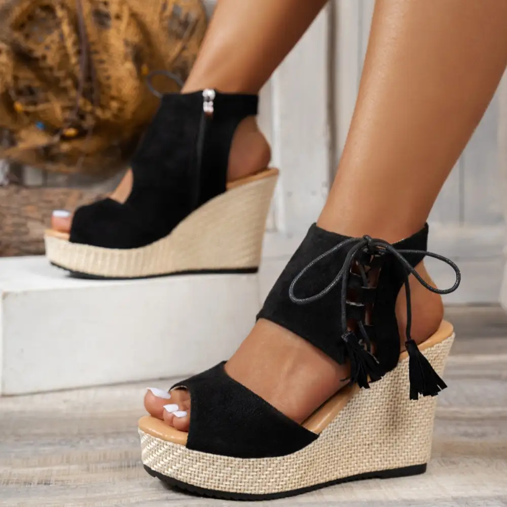 Polished Modern Open Toe Wedge Sandals