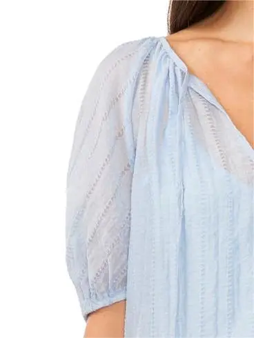 Puff Sleeve Jacquard Gauze Top