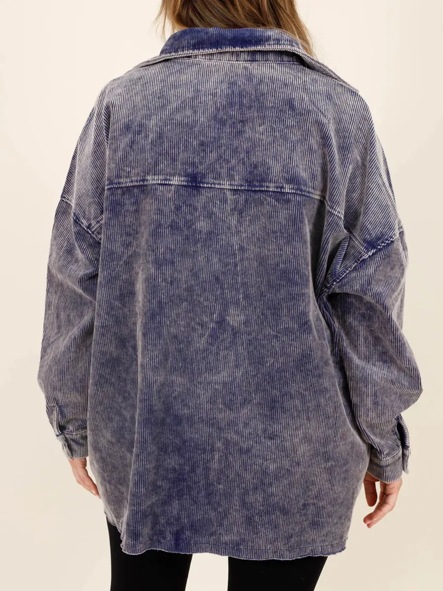 Dark blue pocket button denim jacket