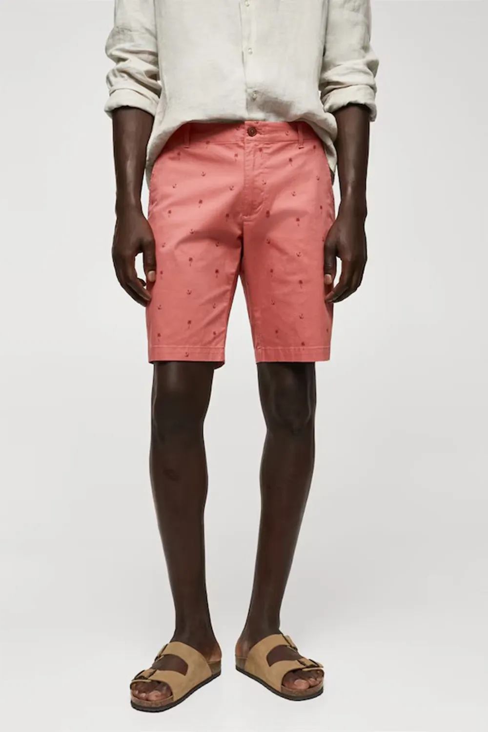 Slim-Fit Cotton Micro-Print Shorts