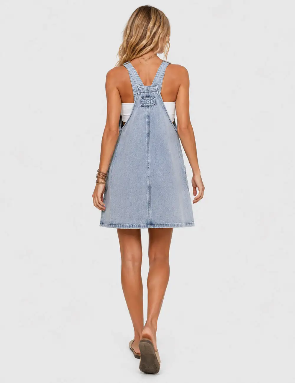 Adjustable Pocket Denim Mini Overall Dress