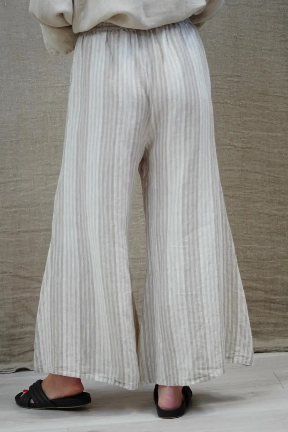 Alessa Wide Leg Pants Stripes Taupe