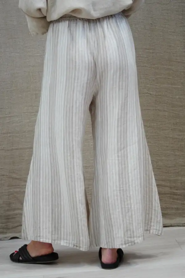 Alessa Wide Leg Pants Stripes Taupe