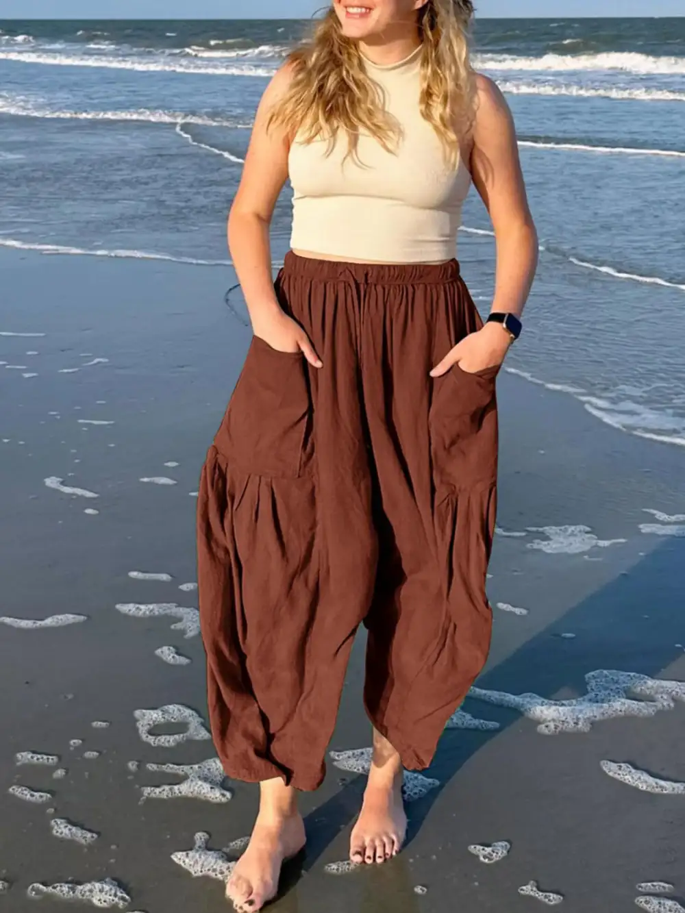 Full Size Drawstring Pants With Pocket Plus Size