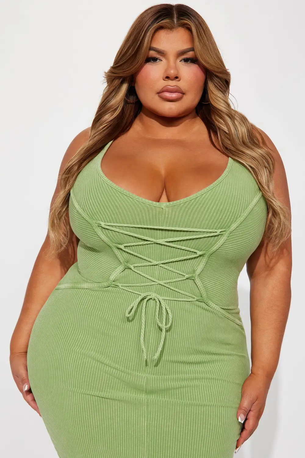 Needing Me Scoop Neck Midi Dress - Green