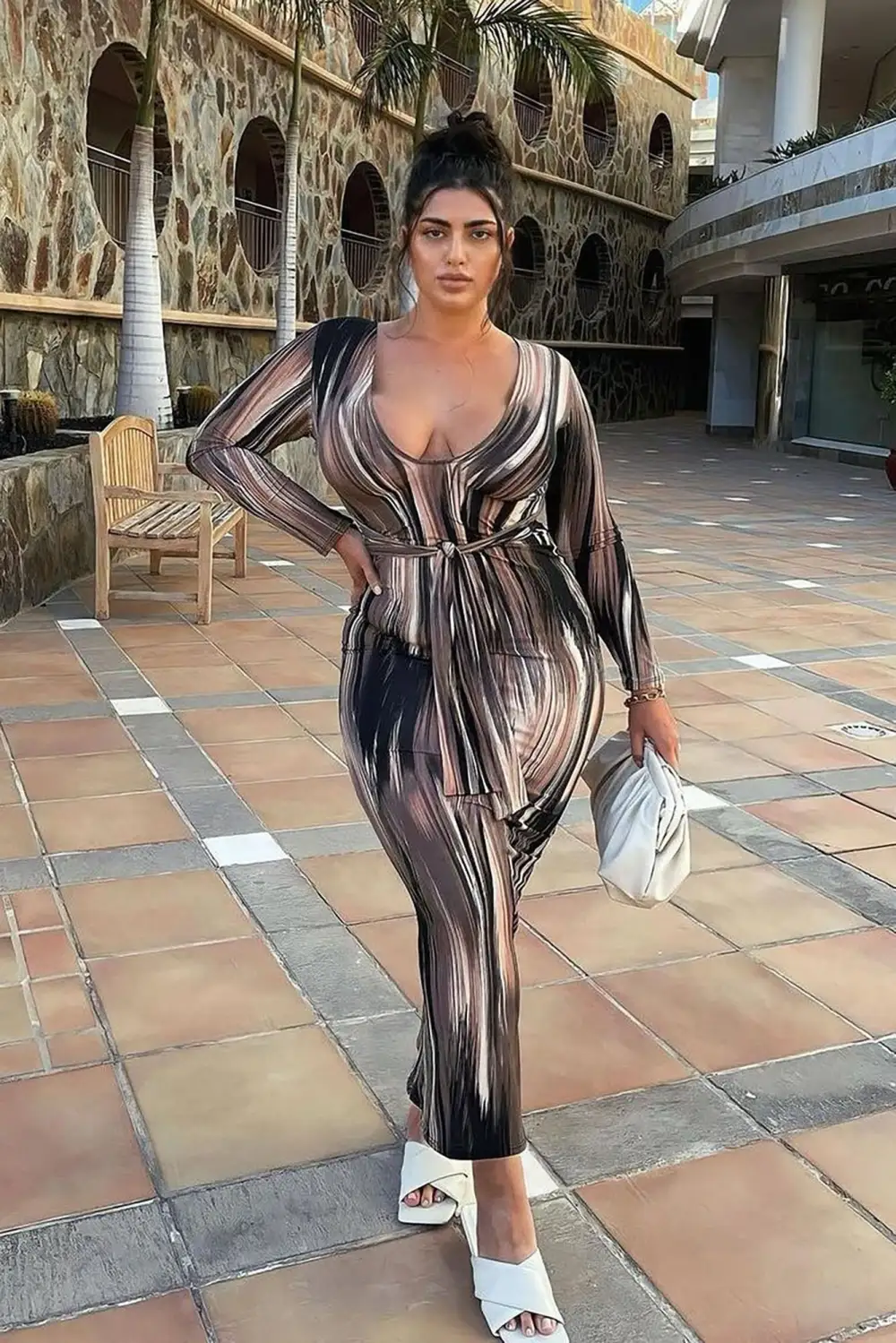 Mind Of My Own Maxi Dress - Brown/combo