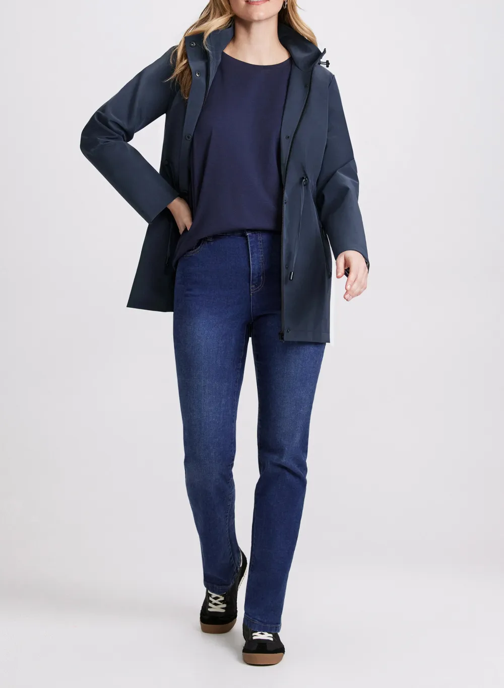 Water-Resistant Hooded Trench Coat