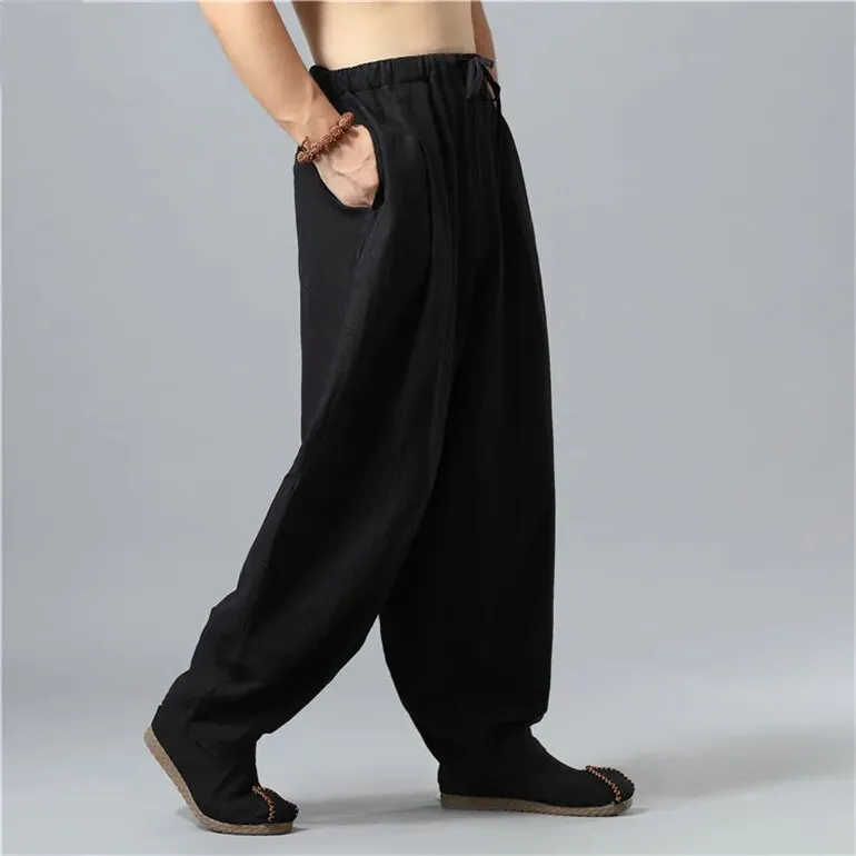 Men's Linen Blend Drawstring Pants