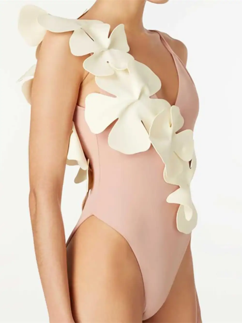Contrast Flower One Piece Swimsuit