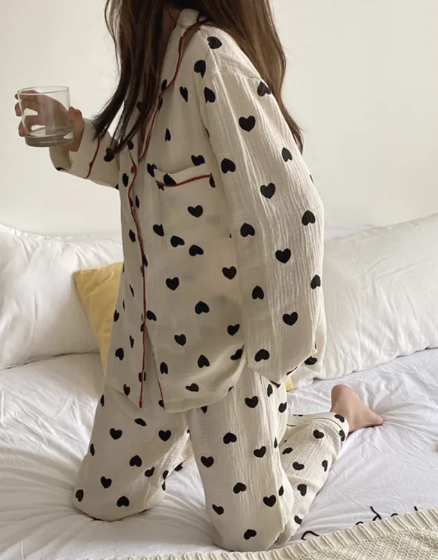 Shirt Collar Casual Loose Pajama Set