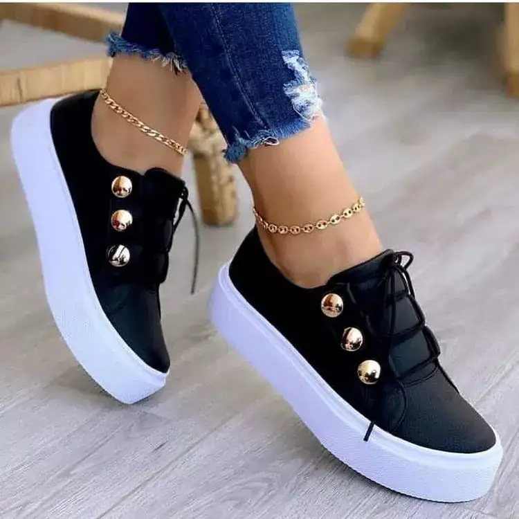 Modern Round Toe Platform Sneakers