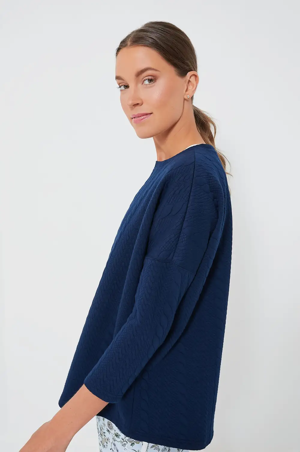 Navy Cable Ally Swing Sweatshirt