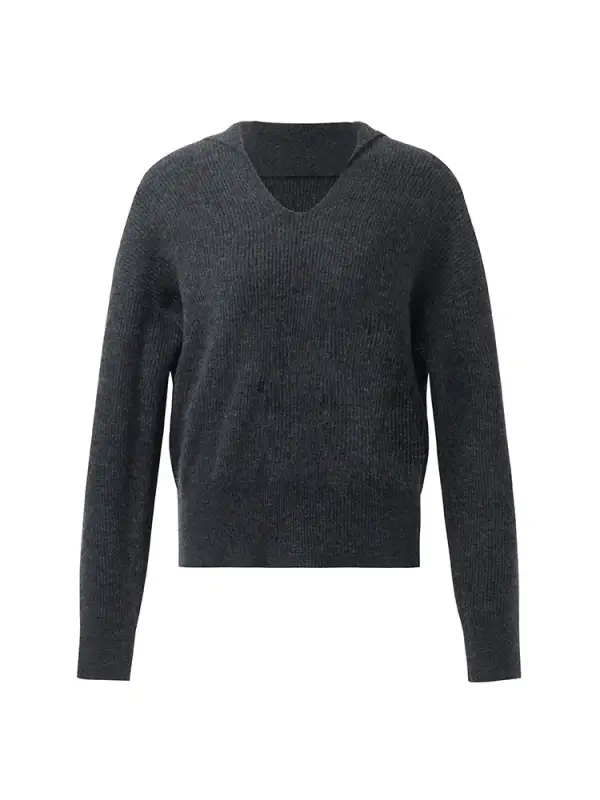 Wool Blend Lapel Women Sweater