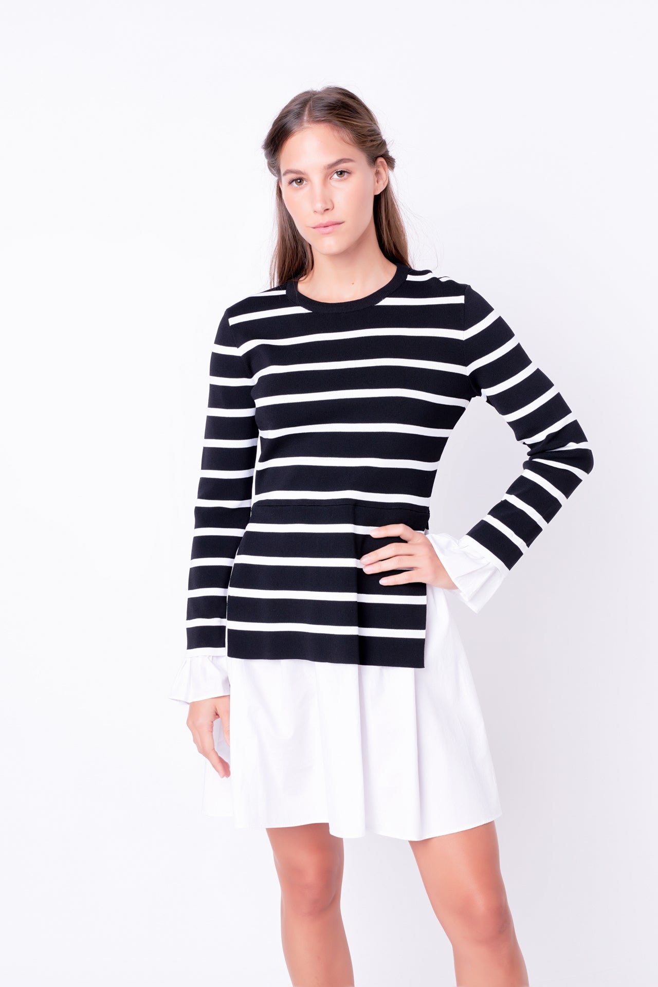 Poplin Combo Knit Dress