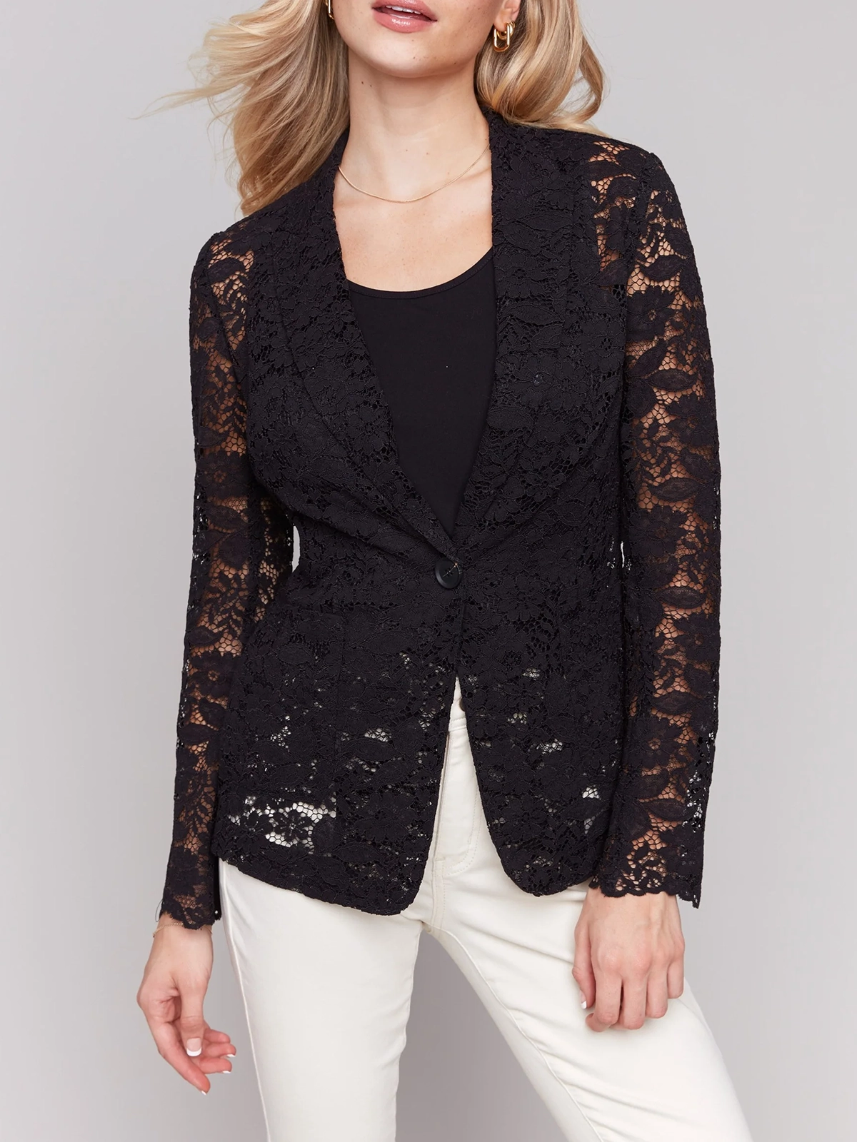 Fashionable Design Hollow Lace Suit Jacket
