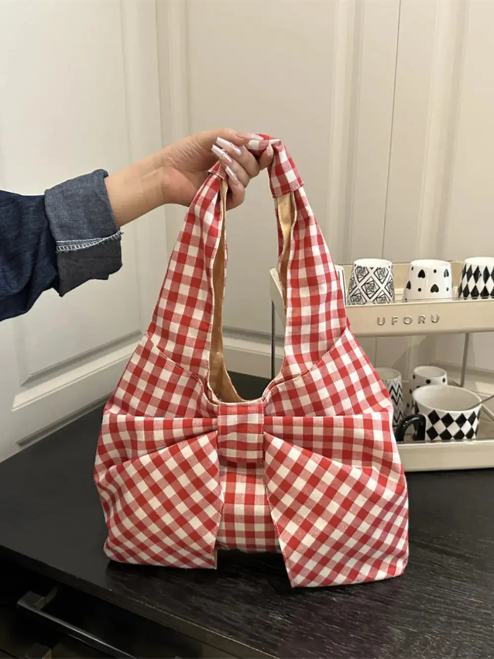 Bow Accent Ruched Shoulder Bag