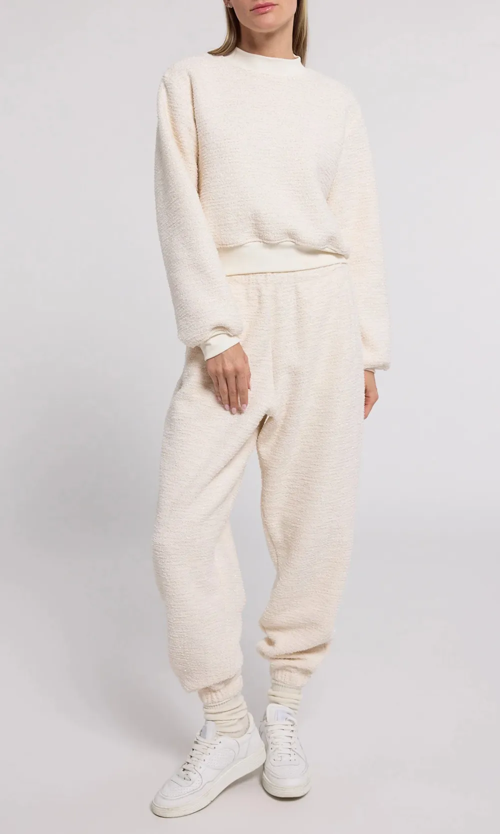 White Comfort Elastic Waist Jogging Pants